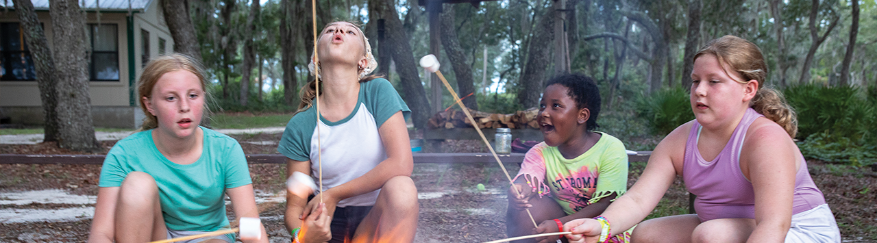  Girl Scouts  at camp 